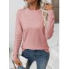 imageEVALESS Fall Sweaters for Women 2025 Fashion Long Sleeve Crewneck Knit Pullover Tops Teacher Outfits Winter ClothesLight Pink