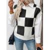 imageEVALESS Short Sleeve Sweater for Women Crewneck Color Block Knit Tops 2025 Fall Trendy Cap Sleeve Sweater VestBlack
