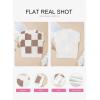 imageEVALESS Short Sleeve Sweater for Women Crewneck Color Block Knit Tops 2025 Fall Trendy Cap Sleeve Sweater VestDark Khaki
