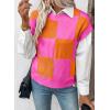 imageEVALESS Short Sleeve Sweater for Women Crewneck Color Block Knit Tops 2025 Fall Trendy Cap Sleeve Sweater VestOrange