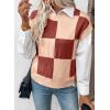 imageEVALESS Short Sleeve Sweater for Women Crewneck Color Block Knit Tops 2025 Fall Trendy Cap Sleeve Sweater VestRed Clay