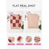 imageEVALESS Short Sleeve Sweater for Women Crewneck Color Block Knit Tops 2025 Fall Trendy Cap Sleeve Sweater VestRed Clay