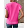 imageEVALESS Short Sleeve Sweater for Women Crewneck Color Block Knit Tops 2025 Fall Trendy Cap Sleeve Sweater VestRose Red