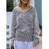 imageEVALESS Striped Sweaters for Women Boat Neck Batwing Sleeve Oversized Pullover Sweater Tops Womens Fall Clothes OutfitsBluing