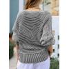 imageEVALESS Striped Sweaters for Women Boat Neck Batwing Sleeve Oversized Pullover Sweater Tops Womens Fall Clothes OutfitsCarbon Grey