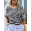 imageEVALESS Striped Sweaters for Women Boat Neck Batwing Sleeve Oversized Pullover Sweater Tops Womens Fall Clothes OutfitsCarbon Grey