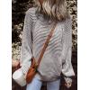 imageEVALESS Striped Sweaters for Women Boat Neck Batwing Sleeve Oversized Pullover Sweater Tops Womens Fall Clothes OutfitsCoffee