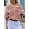 imageEVALESS Striped Sweaters for Women Boat Neck Batwing Sleeve Oversized Pullover Sweater Tops Womens Fall Clothes OutfitsFlamingo