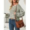imageEVALESS Striped Sweaters for Women Boat Neck Batwing Sleeve Oversized Pullover Sweater Tops Womens Fall Clothes OutfitsGuacamole Green