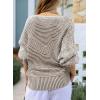 imageEVALESS Striped Sweaters for Women Boat Neck Batwing Sleeve Oversized Pullover Sweater Tops Womens Fall Clothes OutfitsLight French Beige