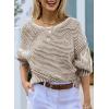 imageEVALESS Striped Sweaters for Women Boat Neck Batwing Sleeve Oversized Pullover Sweater Tops Womens Fall Clothes OutfitsLight French Beige