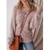 imageEVALESS Striped Sweaters for Women Boat Neck Batwing Sleeve Oversized Pullover Sweater Tops Womens Fall Clothes OutfitsRed Dahlia