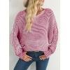 imageEVALESS Striped Sweaters for Women Boat Neck Batwing Sleeve Oversized Pullover Sweater Tops Womens Fall Clothes OutfitsRose Pink