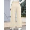 imageEVALESS Wide Leg Pants for Women Elastic High Waisted Waffle Knit Fleece Lined Palazzo Pants Work Trousers with PocketsBeige