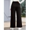 imageEVALESS Wide Leg Pants for Women Elastic High Waisted Waffle Knit Fleece Lined Palazzo Pants Work Trousers with PocketsBlack