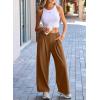 imageEVALESS Wide Leg Pants for Women Elastic High Waisted Waffle Knit Fleece Lined Palazzo Pants Work Trousers with PocketsBrown
