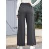 imageEVALESS Wide Leg Pants for Women Elastic High Waisted Waffle Knit Fleece Lined Palazzo Pants Work Trousers with PocketsDark Grey