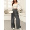 imageEVALESS Wide Leg Pants for Women Elastic High Waisted Waffle Knit Fleece Lined Palazzo Pants Work Trousers with PocketsDark Grey
