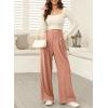 imageEVALESS Wide Leg Pants for Women Elastic High Waisted Waffle Knit Fleece Lined Palazzo Pants Work Trousers with PocketsDusty Pink