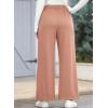 imageEVALESS Wide Leg Pants for Women Elastic High Waisted Waffle Knit Fleece Lined Palazzo Pants Work Trousers with PocketsDusty Pink