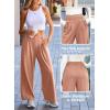 imageEVALESS Wide Leg Pants for Women Elastic High Waisted Waffle Knit Fleece Lined Palazzo Pants Work Trousers with PocketsDusty Pink