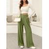 imageEVALESS Wide Leg Pants for Women Elastic High Waisted Waffle Knit Fleece Lined Palazzo Pants Work Trousers with PocketsJungle Green