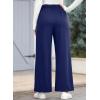 imageEVALESS Wide Leg Pants for Women Elastic High Waisted Waffle Knit Fleece Lined Palazzo Pants Work Trousers with PocketsNavy Blue