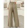 imageEVALESS Wide Leg Pants for Women Elastic High Waisted Waffle Knit Fleece Lined Palazzo Pants Work Trousers with PocketsTaupe