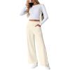 imageEVALESS Womens Baggy Wide Leg Pants Casual Elastic Waisted Palazzo Harem Pant with PocketsBeige