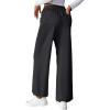 imageEVALESS Womens Baggy Wide Leg Pants Casual Elastic Waisted Palazzo Harem Pant with PocketsDark Grey