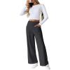 imageEVALESS Womens Baggy Wide Leg Pants Casual Elastic Waisted Palazzo Harem Pant with PocketsDark Grey