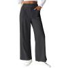 imageEVALESS Womens Baggy Wide Leg Pants Casual Elastic Waisted Palazzo Harem Pant with PocketsDark Grey