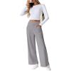 imageEVALESS Womens Baggy Wide Leg Pants Casual Elastic Waisted Palazzo Harem Pant with PocketsGray