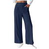imageEVALESS Womens Baggy Wide Leg Pants Casual Elastic Waisted Palazzo Harem Pant with PocketsNavy Blue