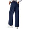 imageEVALESS Womens Baggy Wide Leg Pants Casual Elastic Waisted Palazzo Harem Pant with PocketsNavy Blue
