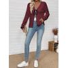 imageEVALESS Womens Cardigan Sweaters Trendy V Neck Long Sleeve Open Front Bow Tie Knit Chunky Lightweight Fall OuterwearBurgundy