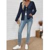 imageEVALESS Womens Cardigan Sweaters Trendy V Neck Long Sleeve Open Front Bow Tie Knit Chunky Lightweight Fall OuterwearNavy Blue