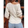 imageEVALESS Womens Crochet Boat Neck Long Sleeve Loose Fit Sweaters Fall Winter Clothes for Women Fashion 2025Apricot