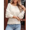 imageEVALESS Womens Crochet Boat Neck Long Sleeve Loose Fit Sweaters Fall Winter Clothes for Women Fashion 2025Apricot