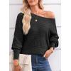imageEVALESS Womens Crochet Boat Neck Long Sleeve Loose Fit Sweaters Fall Winter Clothes for Women Fashion 2025Black