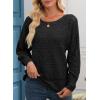 imageEVALESS Womens Crochet Boat Neck Long Sleeve Loose Fit Sweaters Fall Winter Clothes for Women Fashion 2025Black