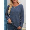 imageEVALESS Womens Crochet Boat Neck Long Sleeve Loose Fit Sweaters Fall Winter Clothes for Women Fashion 2025Blue