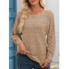 imageEVALESS Womens Crochet Boat Neck Long Sleeve Loose Fit Sweaters Fall Winter Clothes for Women Fashion 2025Khaki