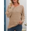 imageEVALESS Womens Crochet Boat Neck Long Sleeve Loose Fit Sweaters Fall Winter Clothes for Women Fashion 2025Khaki