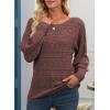 imageEVALESS Womens Crochet Boat Neck Long Sleeve Loose Fit Sweaters Fall Winter Clothes for Women Fashion 2025Red Dahlia