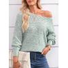 imageEVALESS Womens Crochet Boat Neck Long Sleeve Loose Fit Sweaters Fall Winter Clothes for Women Fashion 2025Smoke Green
