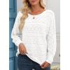 imageEVALESS Womens Crochet Boat Neck Long Sleeve Loose Fit Sweaters Fall Winter Clothes for Women Fashion 2025White