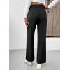 imageEVALESS Womens Elastic High Waist Straight Leg Pants Business Casual Work Pants Fall Button Down Office Outfits TrousersBlack