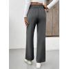 imageEVALESS Womens Elastic High Waist Straight Leg Pants Business Casual Work Pants Fall Button Down Office Outfits TrousersDark Grey