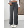 imageEVALESS Womens Elastic High Waist Straight Leg Pants Business Casual Work Pants Fall Button Down Office Outfits TrousersDark Grey